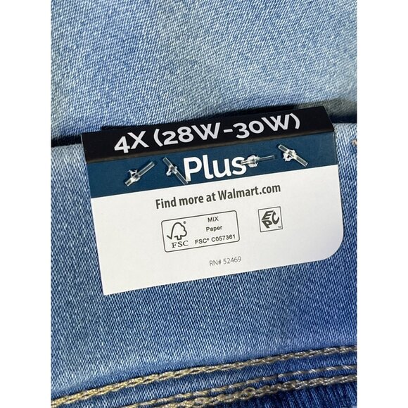 Terra & Sky Womens Plus Size 4X (28W-30W) Pull On Jegging Capri Light Wash - Picture 4 of 6